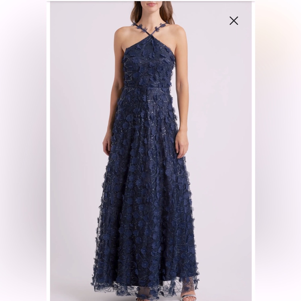 Eliza J Navy Embellished Halter Maxi Dress - Picture 2 of 11